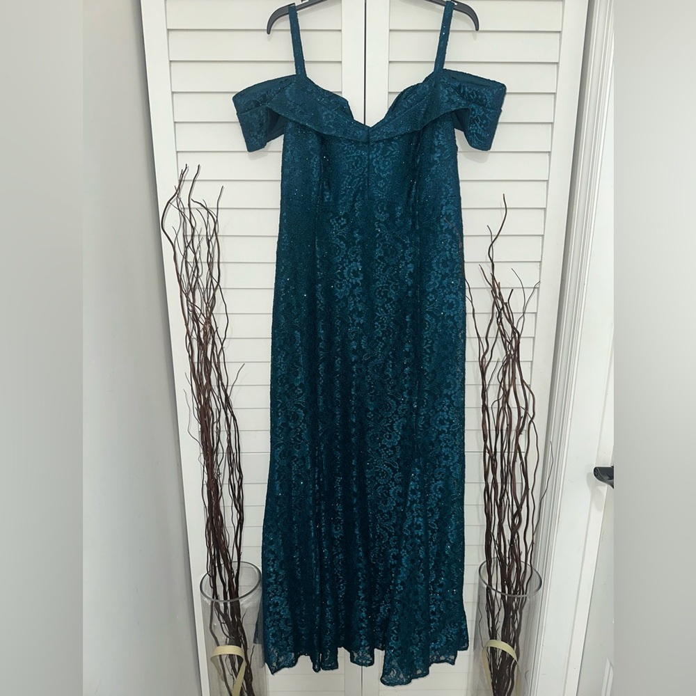 R&M Richards Peacock Blue Evening Dress